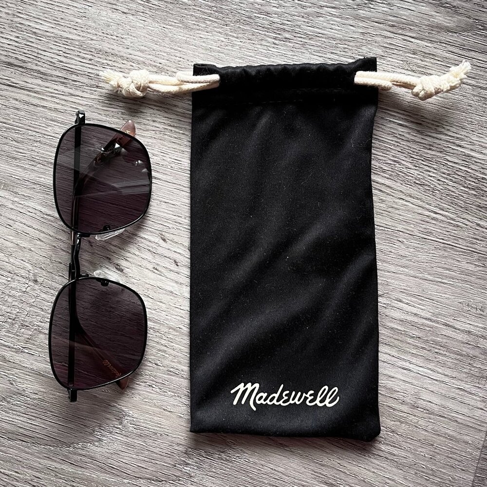 Madewell Fest Square Aviator Sunglasses Black